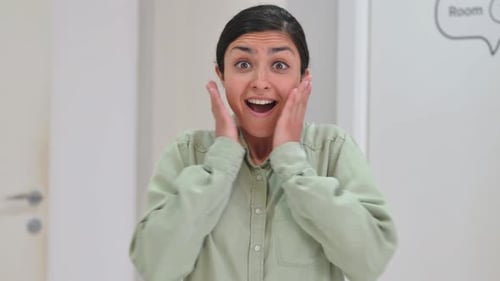 Portrait of Surprised Indian Businesswoman Feeling Happy