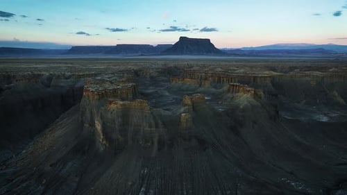 Aerial view of mesas and buttes, United States.