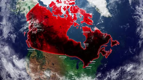 Animated Map of Canada Highlighting Major Cities