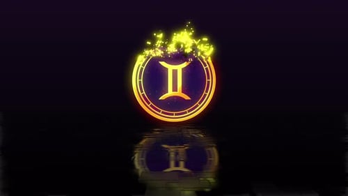 Abstract Glowing Gemini Zodiac Sign Particle Disintegration
