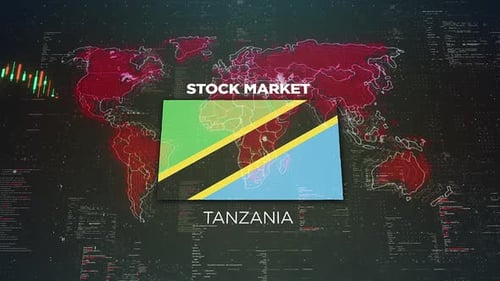 Tanzania Stock Market Chart Background With Flag