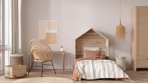 Modern Child's Room Furniture and Decor Appearing Animation