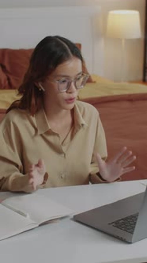 Young Adult on Video Call at Home