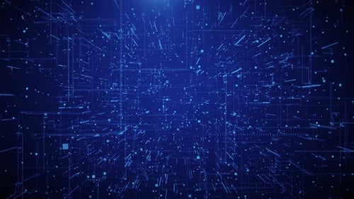 Digitaler Cyberspace mit Partikeln und digitalen Datennetzverbindungen Cybertechnologie