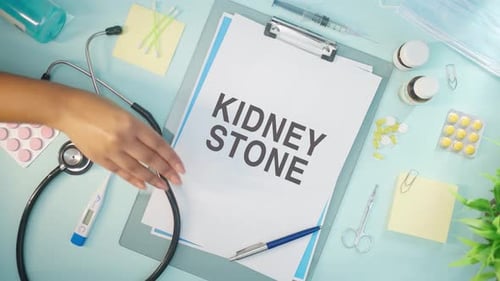 KIDNEY STONE WRITTEN ON MEDICAL PAPER