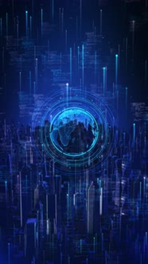 Planet Earth Global Network Global Media Link Connecting Night City Background Digital Internet 5G