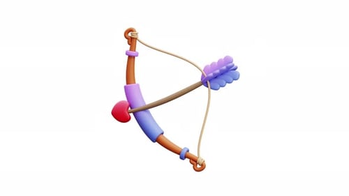 Animated 3D Love Bow and Heart Arrow Rotation