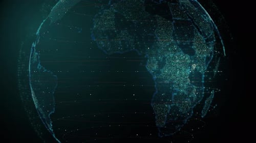Futuristic Digital Earth Global Network Loop Background