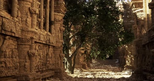 Exploring Ancient Architecture Surrounded By Lush Greenery in Historical Site