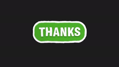 Green Thanks Wiggle Sticker Doodle Style