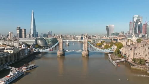Iconic Tower Bridge Connecting London with Southwark on the Thames River