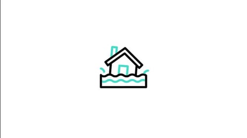 Animated Flat Design Flooded House Icon