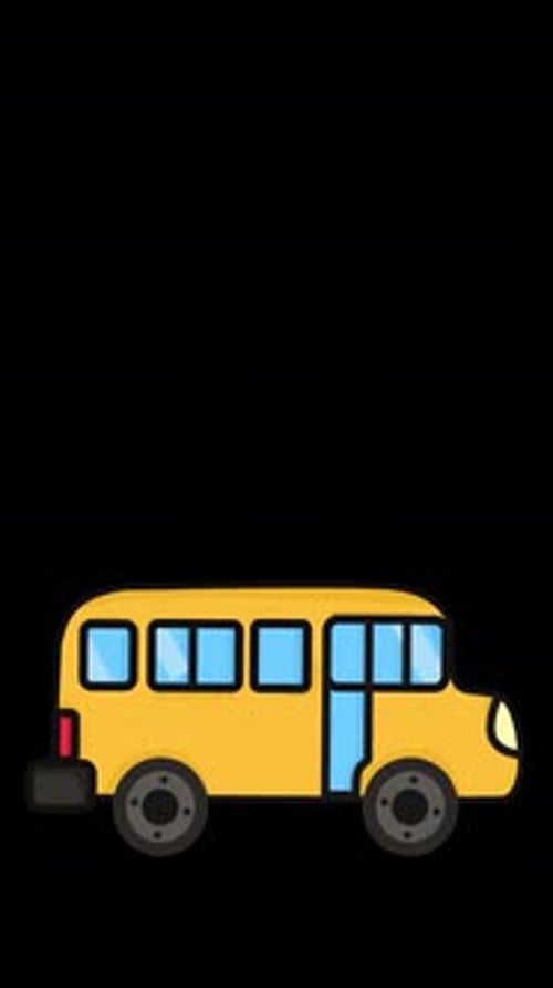Cartoon Toy Style Bus Driving On The Road On Alpha Channel Vertical