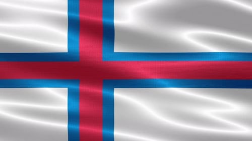Realistic Faroe Islands National Flag Waving Loop Animation