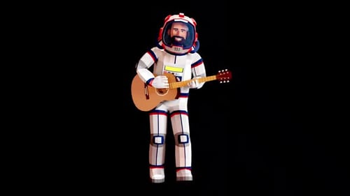 Animated Geometric Astronaut Playing Guitar