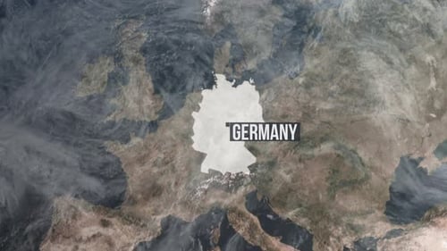 Germany Highlighted Border and country name zooming from space to Germany