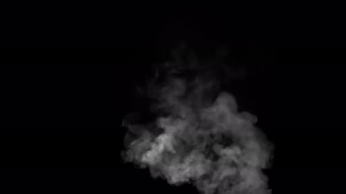 Wispy White Smoke Rising on Black Background