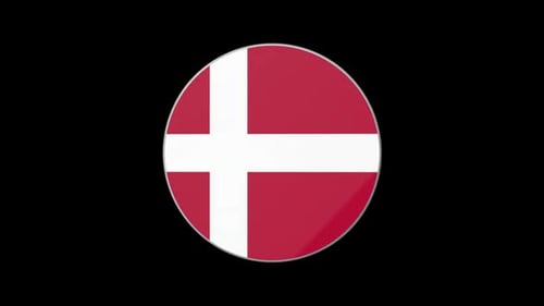 Modern 3D Danish Flag Emblem Rotation