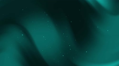 Teal Abstract Background Has Flowing Lines And Faint Sparkling Dust Particles