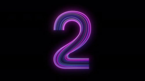 Neon Glowing Number Two Reveal Countdown