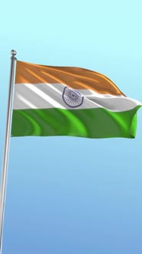 Seamless Looping Indian Flag Waving in Wind