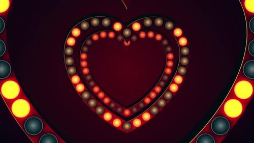 Looping Marquee Lights Heart Tunnel Background