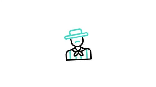 Animated Line Art Drawing of a Person with Hat and Striped Shirt