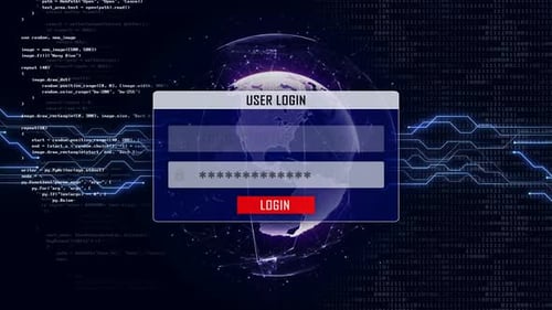 Fraud Alert Glitch Text and User Login Interface, Loop