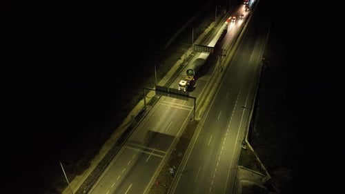 Wind Turbine Being Moved At Night