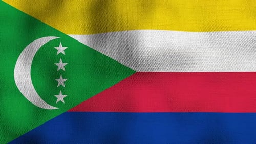 Comoros National Flag Waving Realistic Fabric Animation Loop