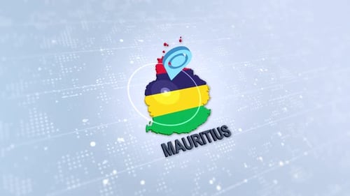 Modern Digital Map of Mauritius with Flag and Location Pin
