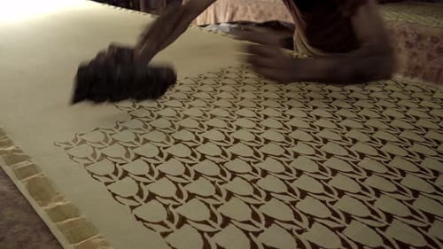 Artisan Block Printing Traditional Pattern on Fabric