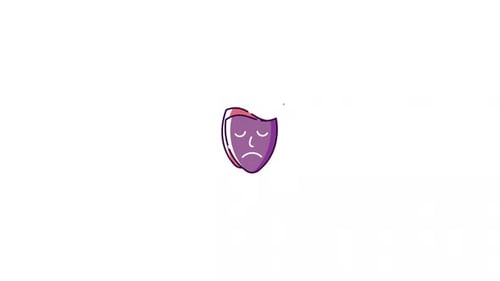 Flat Design Comedy and Tragedy Theater Masks Reveal Animation