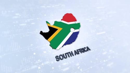 3D Map of South Africa with Flag and Corporate Background