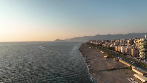 Aerial Drone Footage of the Beautiful Beach Resort of Alanya Antalya in Turkey