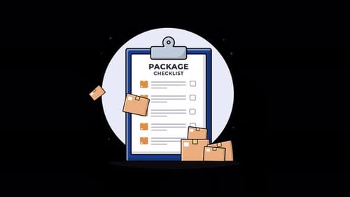Animated Package Checklist for Logistics and Delivery