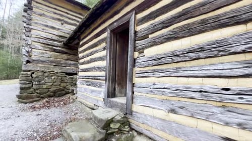 old log cabin entrance cades cove tennessee