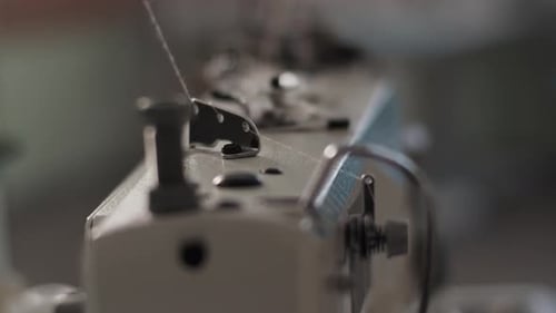 Sewing Machine with Thread Running Through