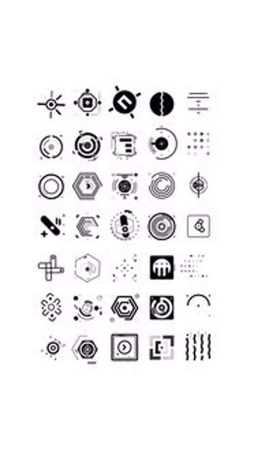 Black On White Digital Hud Icons Set