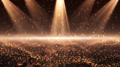 Sparkling Gold Dust Particles and Spotlights Animated Background