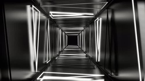 White Neon Strobe Triangles Tunnel Background Vj Loop In 4K