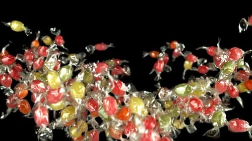 Super Slow Motion Multicolored Lollipops Filmed on a Highspeed Camera at 1000 Fps