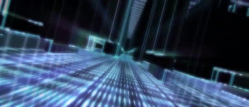 Futuristic Digital Grid Tunnel Technology Background