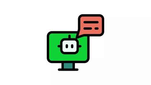 Animated Chatbot Icon on Computer Screen with Message