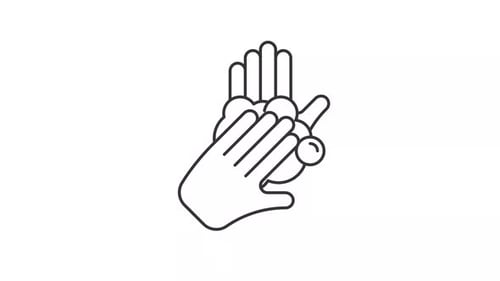 Animated Flat Design Icon of Hands Washing with Soap