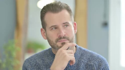 Pensive Middle Aged Man Thinking New Plan