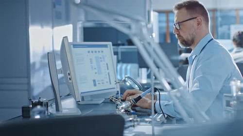 Engineer Working on Electronics in a Lab