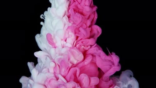 Colorful Ink Paint Top View Blending in the Water in Slow Motion Ink Liquid Underwater on Black