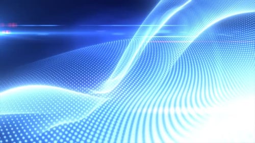 Blue glowing magic waves from energy particles abstract background