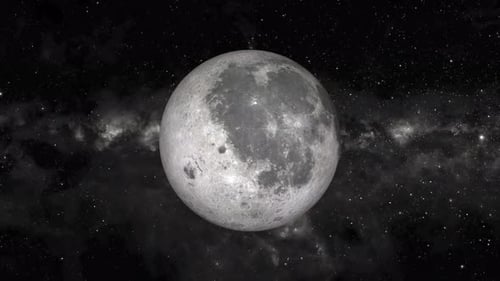 view of Realistic Moon planet rotating on space or galaxy and stars milky way, Animation Moon. 1205